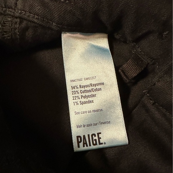 PAIGE Black Shadow Clean Front Genevieve Wide Leg Flare Jeans Buckle Detail - Picture 14 of 16